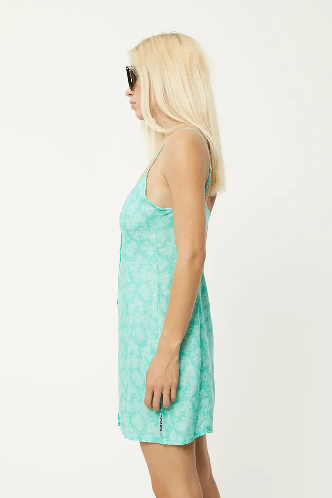 Afends Benny - Hemp Mini Slip Dress - Jade Daisy