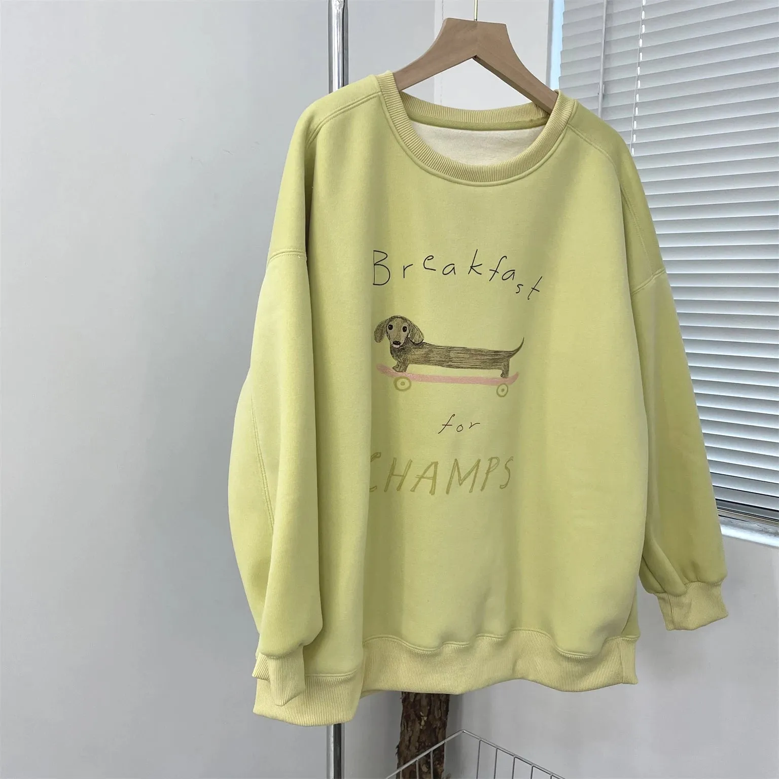 Amozae-Autumn Casual Outfits Amozae-Women's Cartoon Dog Print Sweatshirt Playful Thick Autumn Winter Hoodie Loose Fitting Pullover Pink Beige Green Grey