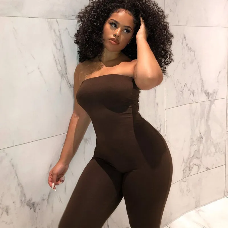 Amozae-CHRONSTYLE   Women Jumpsuits Ladies Clothing Strapless Off Shoulder Bodycon Playsuit Party Romper Trousers Playsuit One Piece