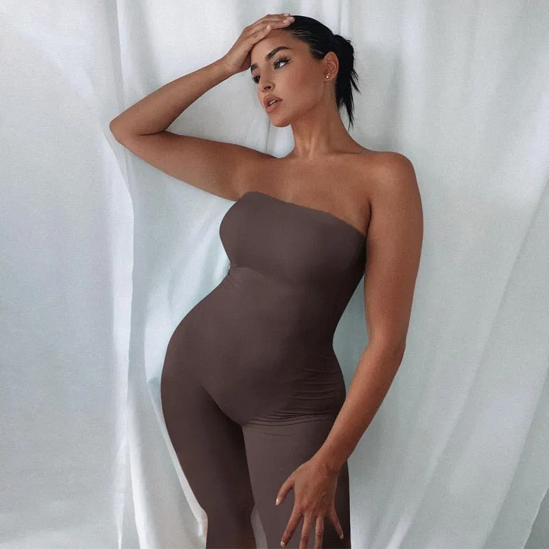 Amozae-CHRONSTYLE   Women Jumpsuits Ladies Clothing Strapless Off Shoulder Bodycon Playsuit Party Romper Trousers Playsuit One Piece
