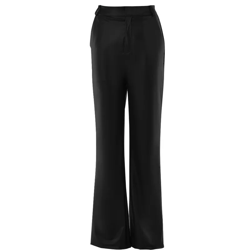 Amozae- Faux PU Leather Pants Women   Autumn Brown High Waist Straight Pant Femme Streetwear Fashion   Bodycon Trousers