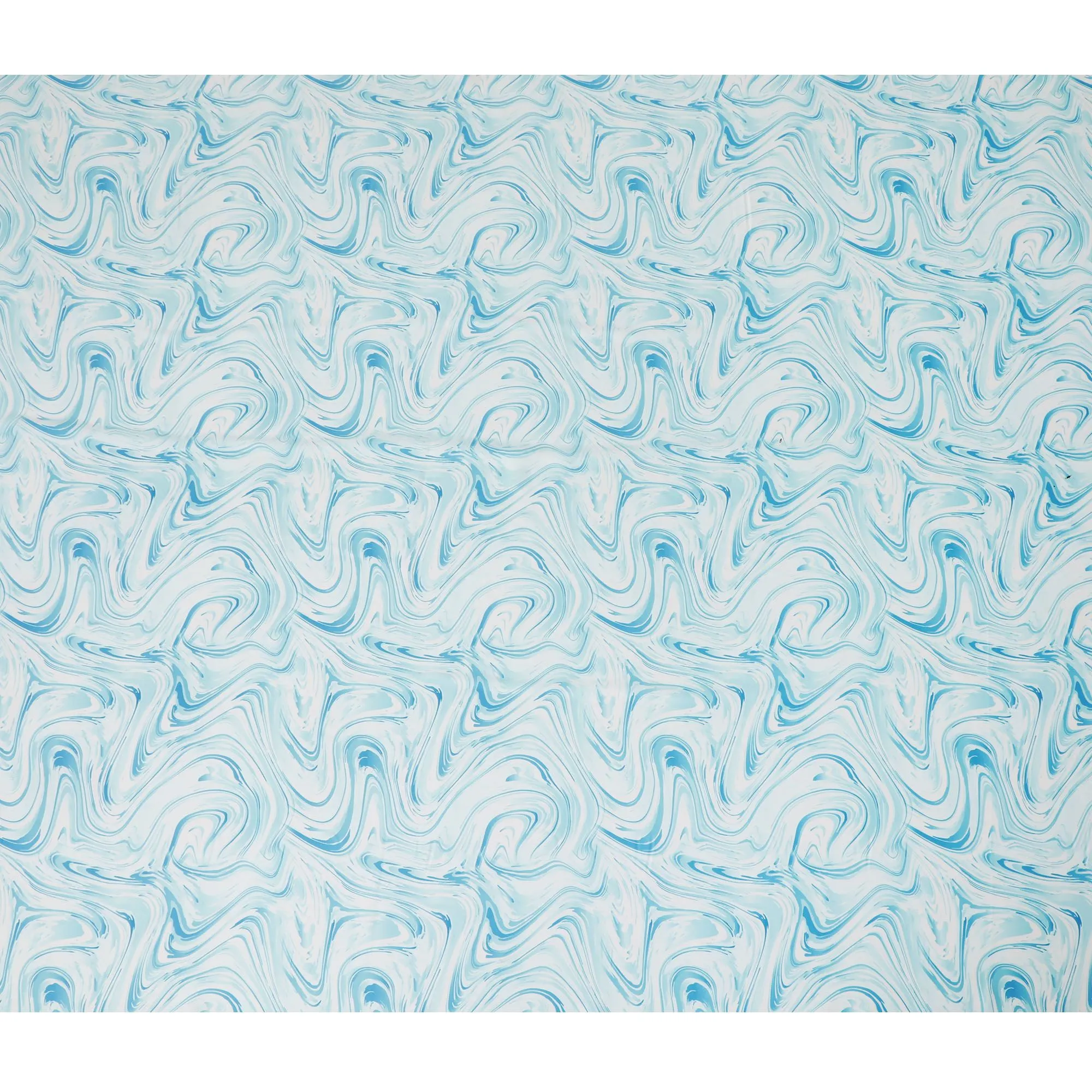 Aqua Swirl Abstract Synthetic Modal Satin Fabric - Artistic Wave Design, 110cm - Buy Online-D17982