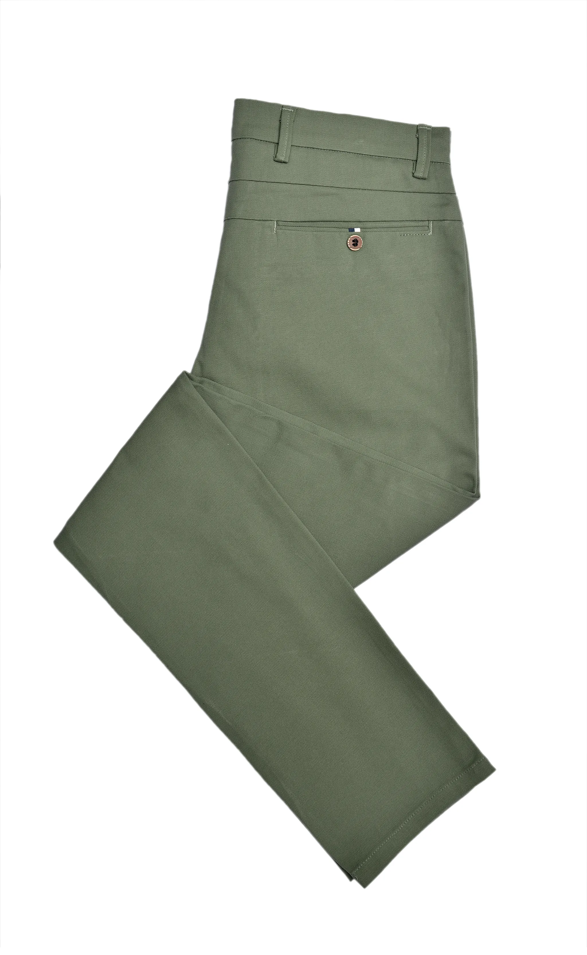 Army Green Textured Cotton Chinos Pants
