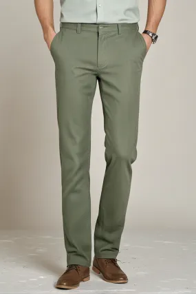 Army Green Textured Cotton Chinos Pants