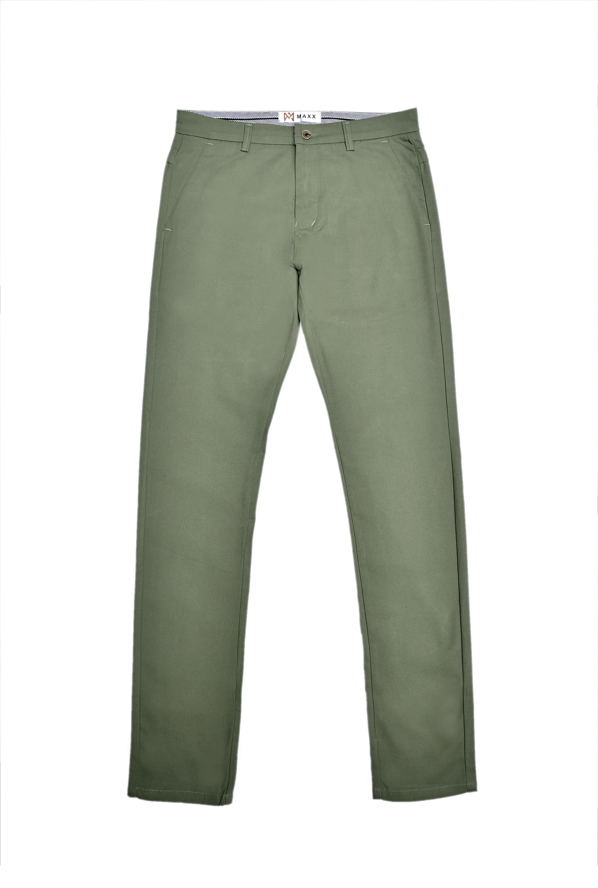 Army Green Textured Cotton Chinos Pants