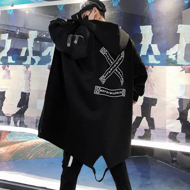 Autumn Men Hooded Jackets Print Harajuku