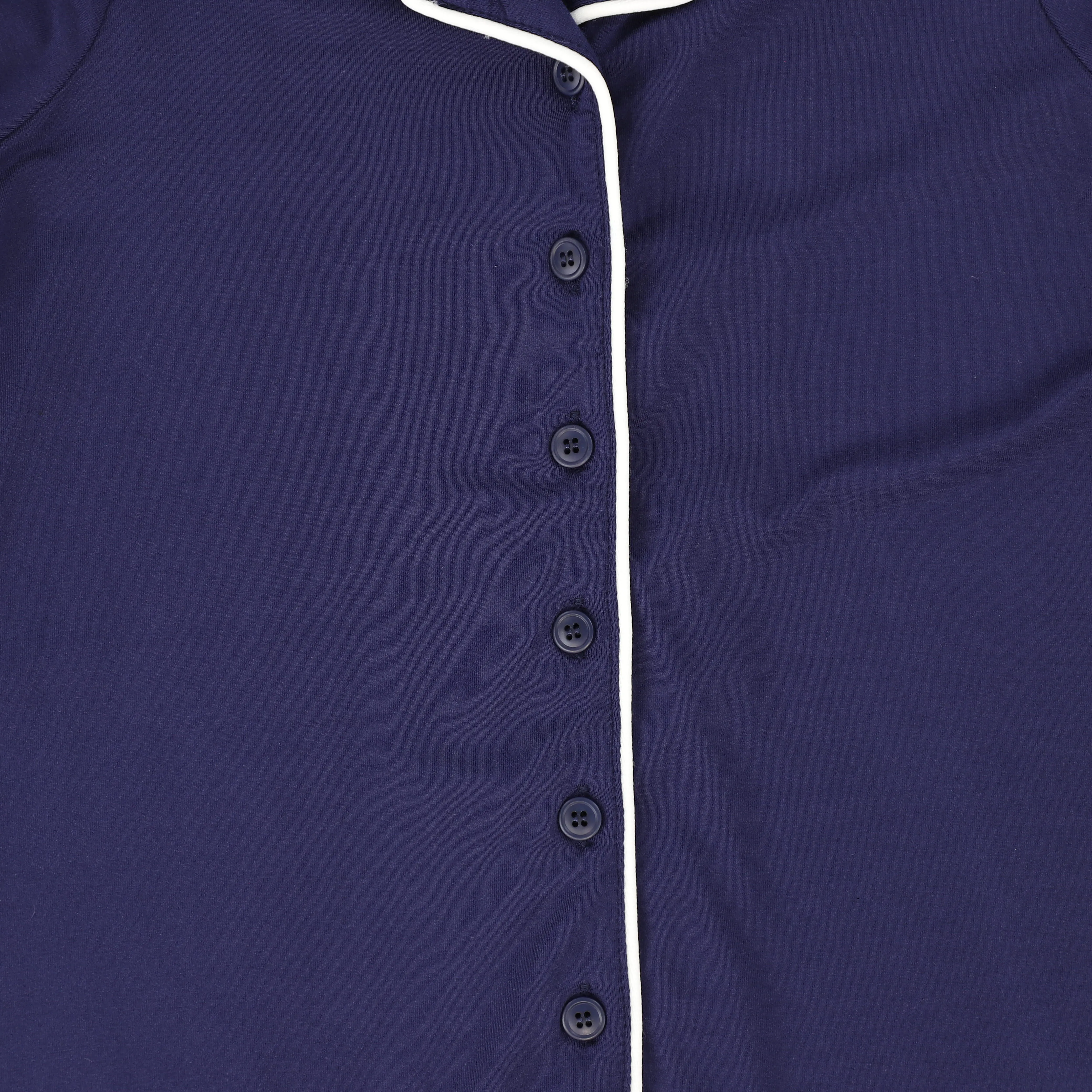 BAMBOO NAVY MODAL PIPED NIGHTGOWN [Final Sale]