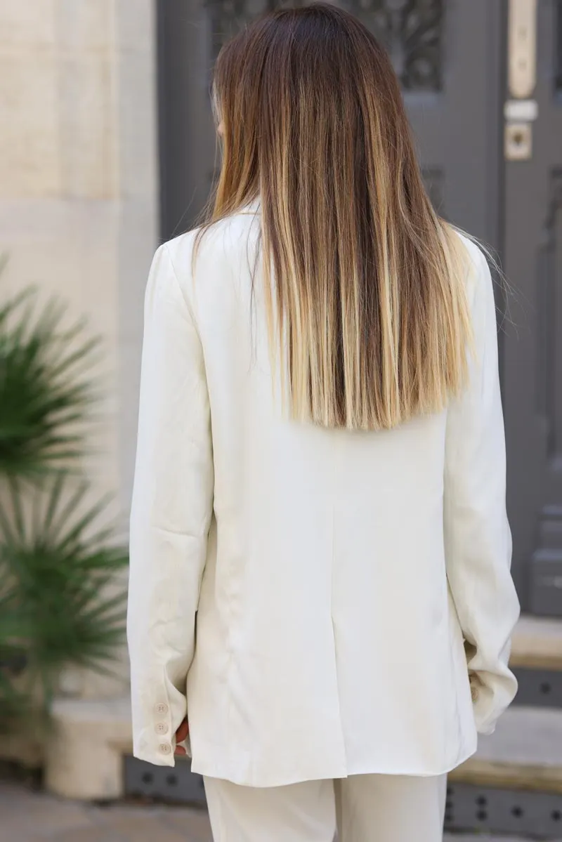 Blazer écru fluide double boutons