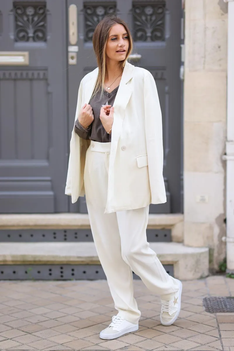 Blazer écru fluide double boutons