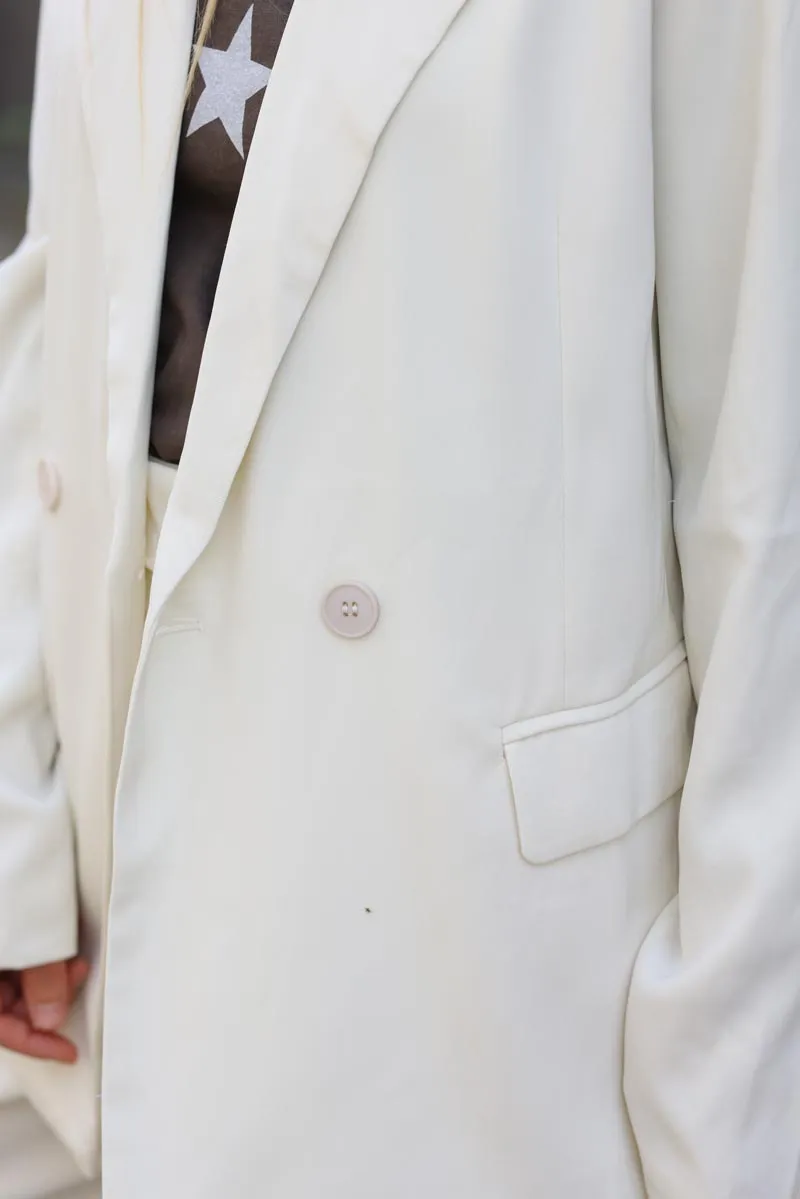 Blazer écru fluide double boutons