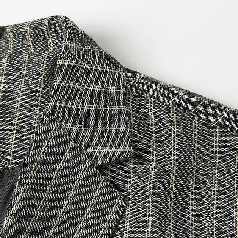 Blazer décontracté à un bouton à rayures rétro
