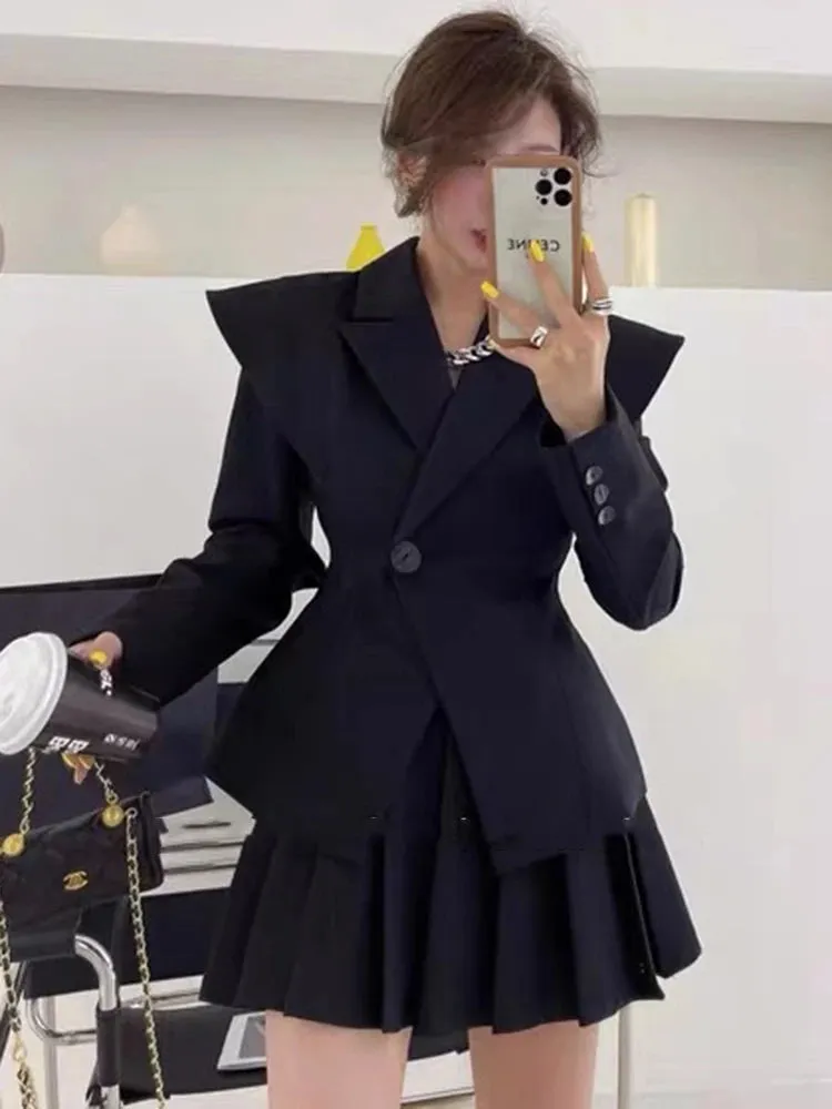Blazer et Jupe Plissée Coréenne