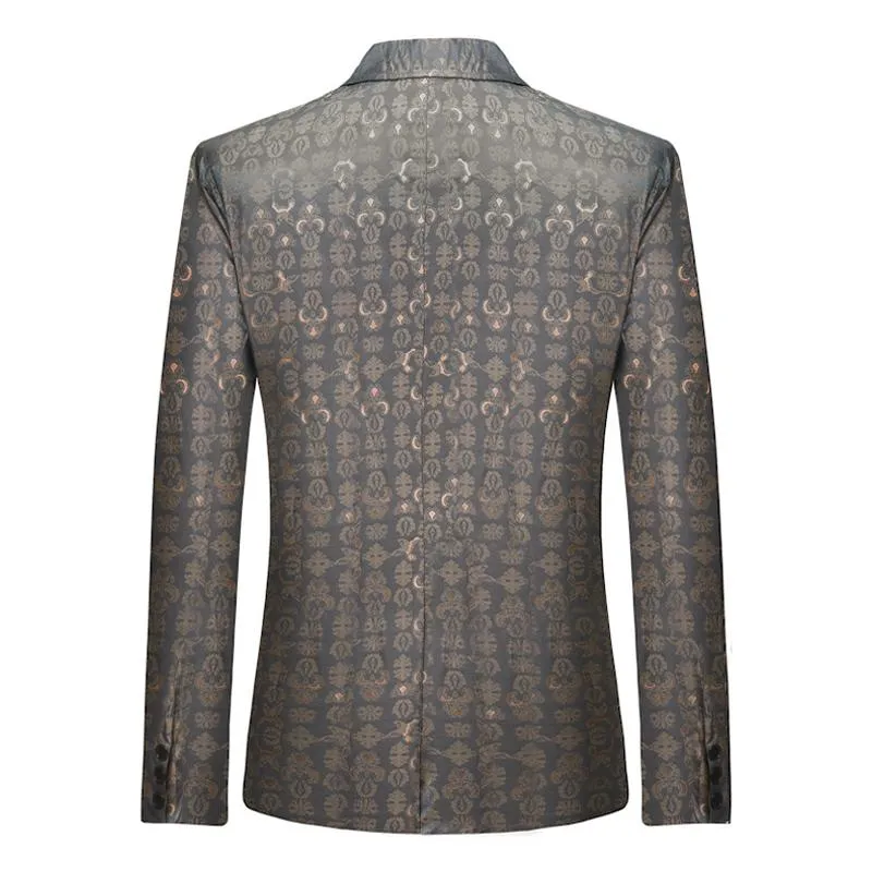 Blazer à un bouton à imprimé graphique rétro pour homme