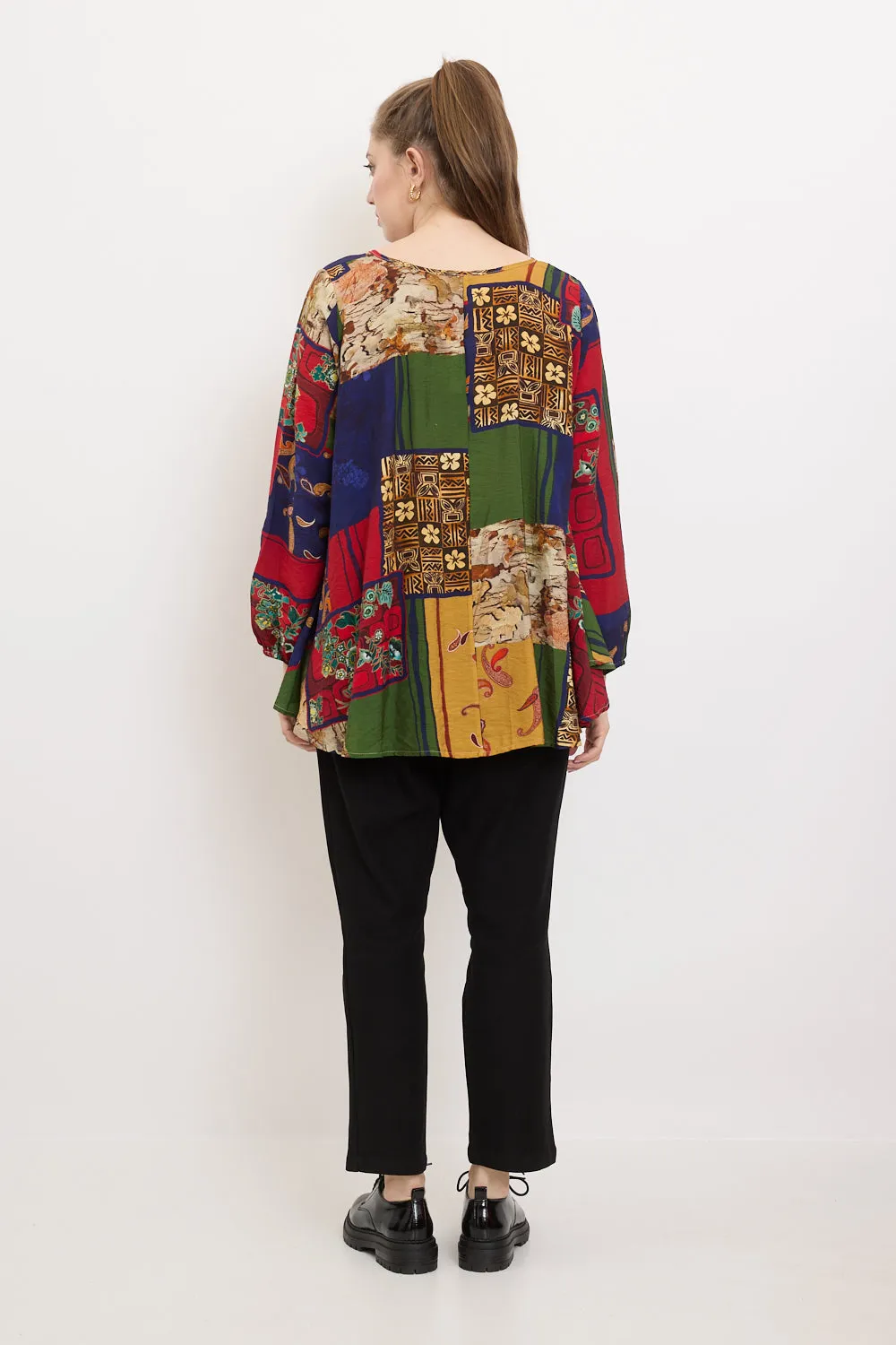 Blouse à motifs paisley et imprimés floraux
