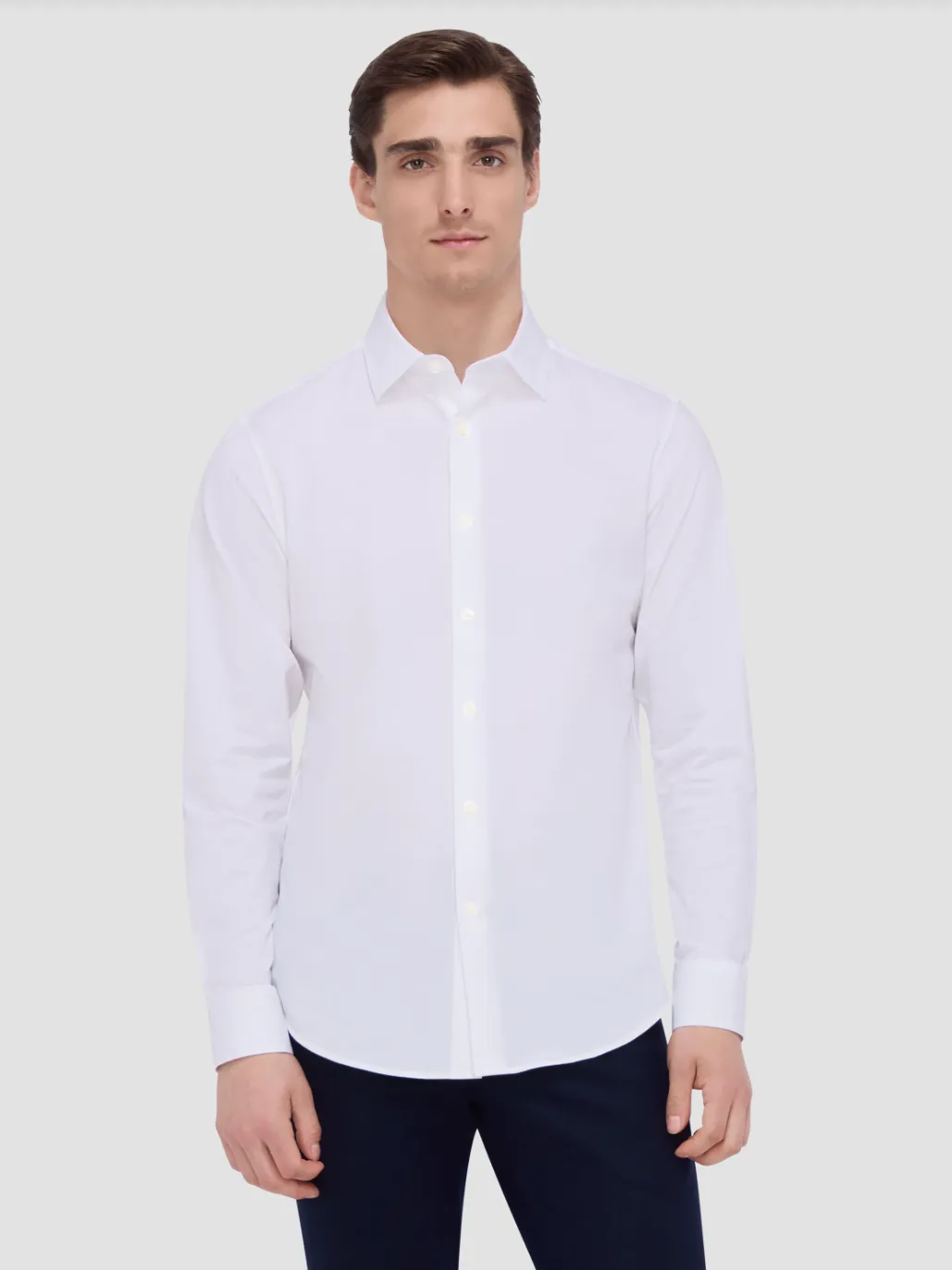 Bugatchi James Long Sleeve OoohCotton Shirt in White