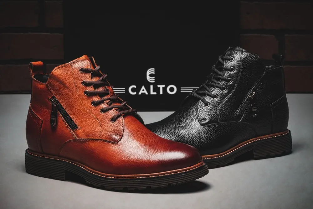 CALTO - Y42072 - 2.8 Inches Taller (Brown) - Dressy Casual Boots