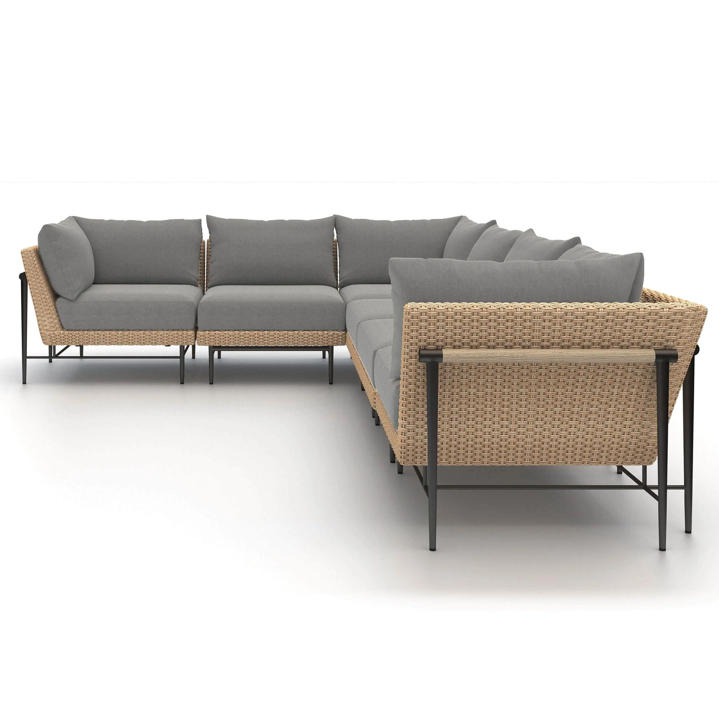 Cavan Outdoor 6 Piece Sectional, Faux Hyacinth