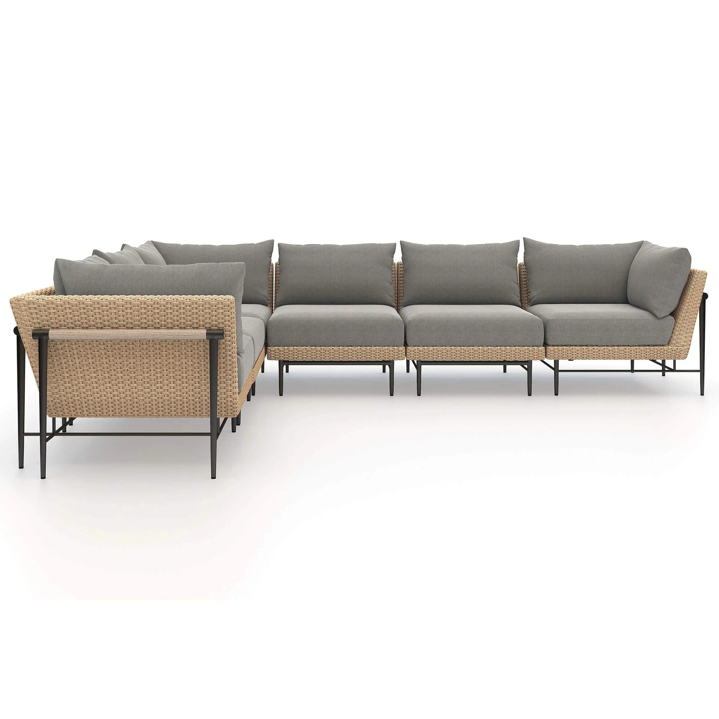 Cavan Outdoor 6 Piece Sectional, Faux Hyacinth