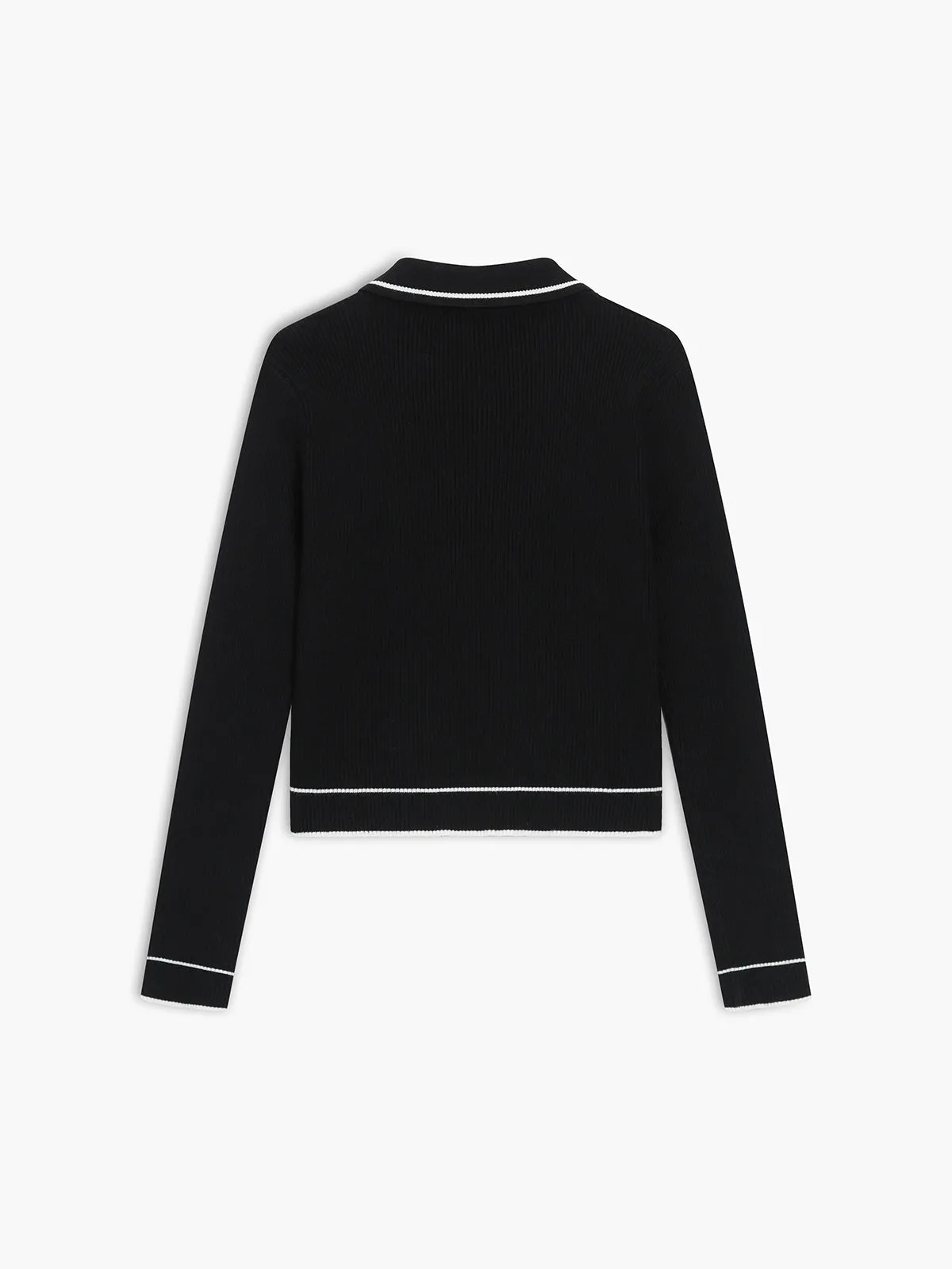 CHICMY- Contrast Trim Polo Sweater