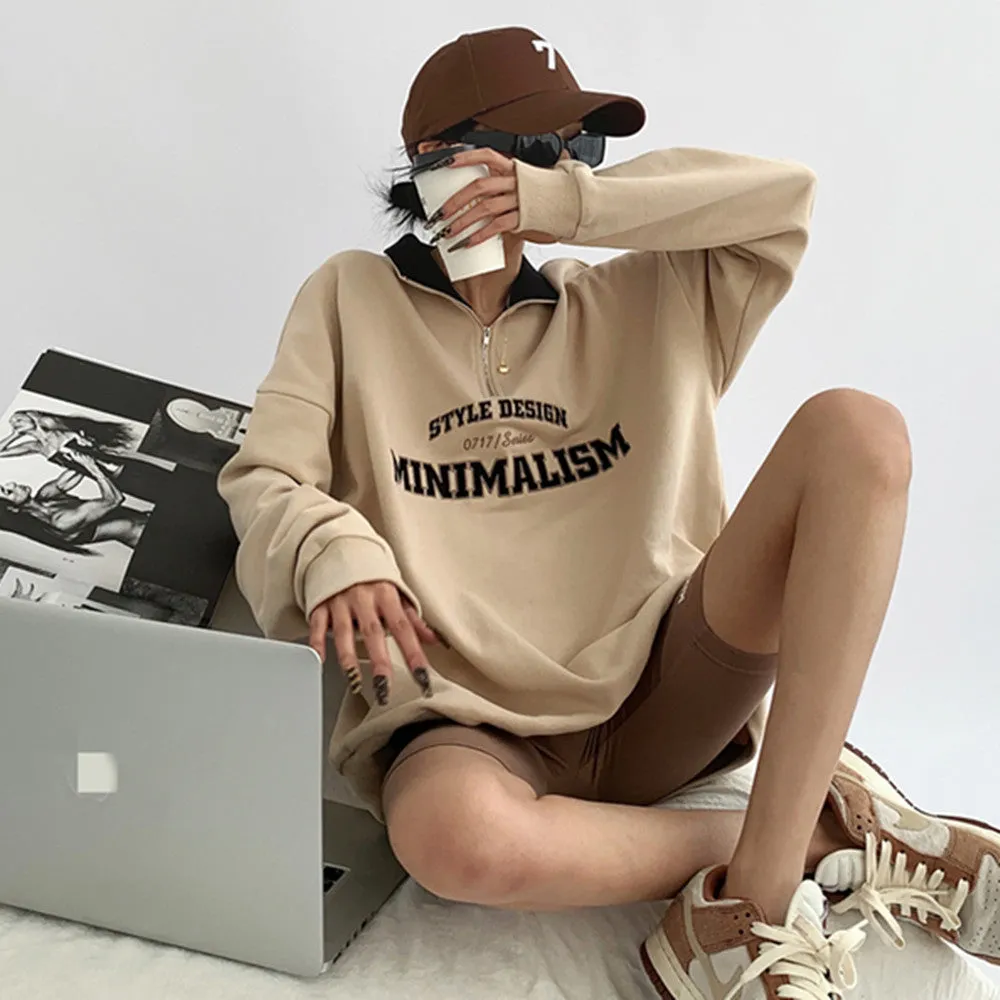 christmas outfit Sonicelife Vintage Oversized Polo Neck Sweatshirt
