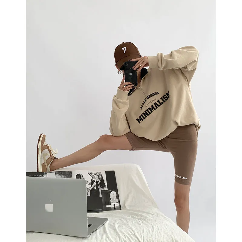 christmas outfit Sonicelife Vintage Oversized Polo Neck Sweatshirt