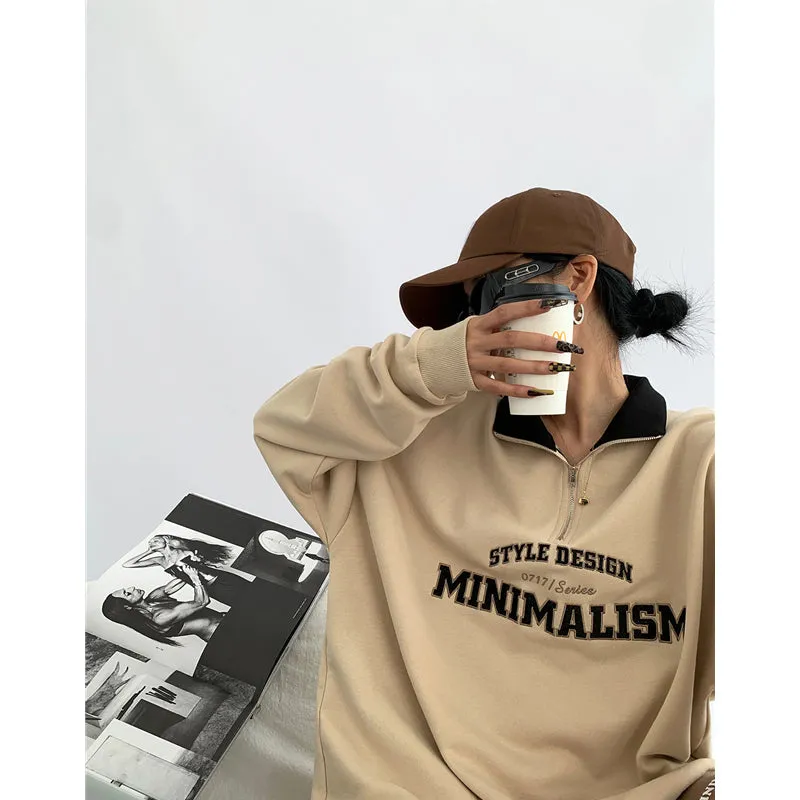 christmas outfit Sonicelife Vintage Oversized Polo Neck Sweatshirt