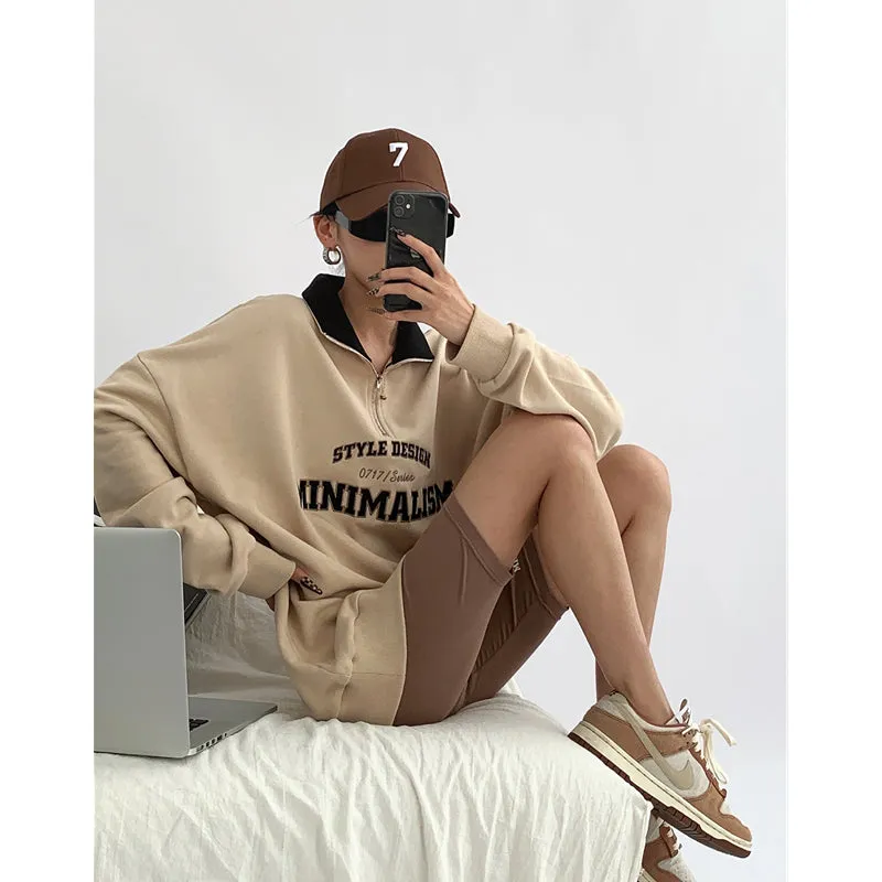 christmas outfit Sonicelife Vintage Oversized Polo Neck Sweatshirt