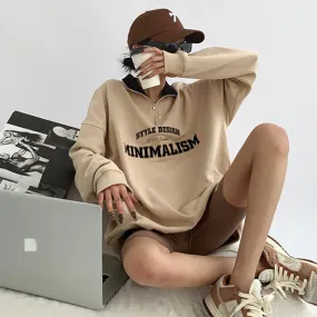 christmas outfit Sonicelife Vintage Oversized Polo Neck Sweatshirt