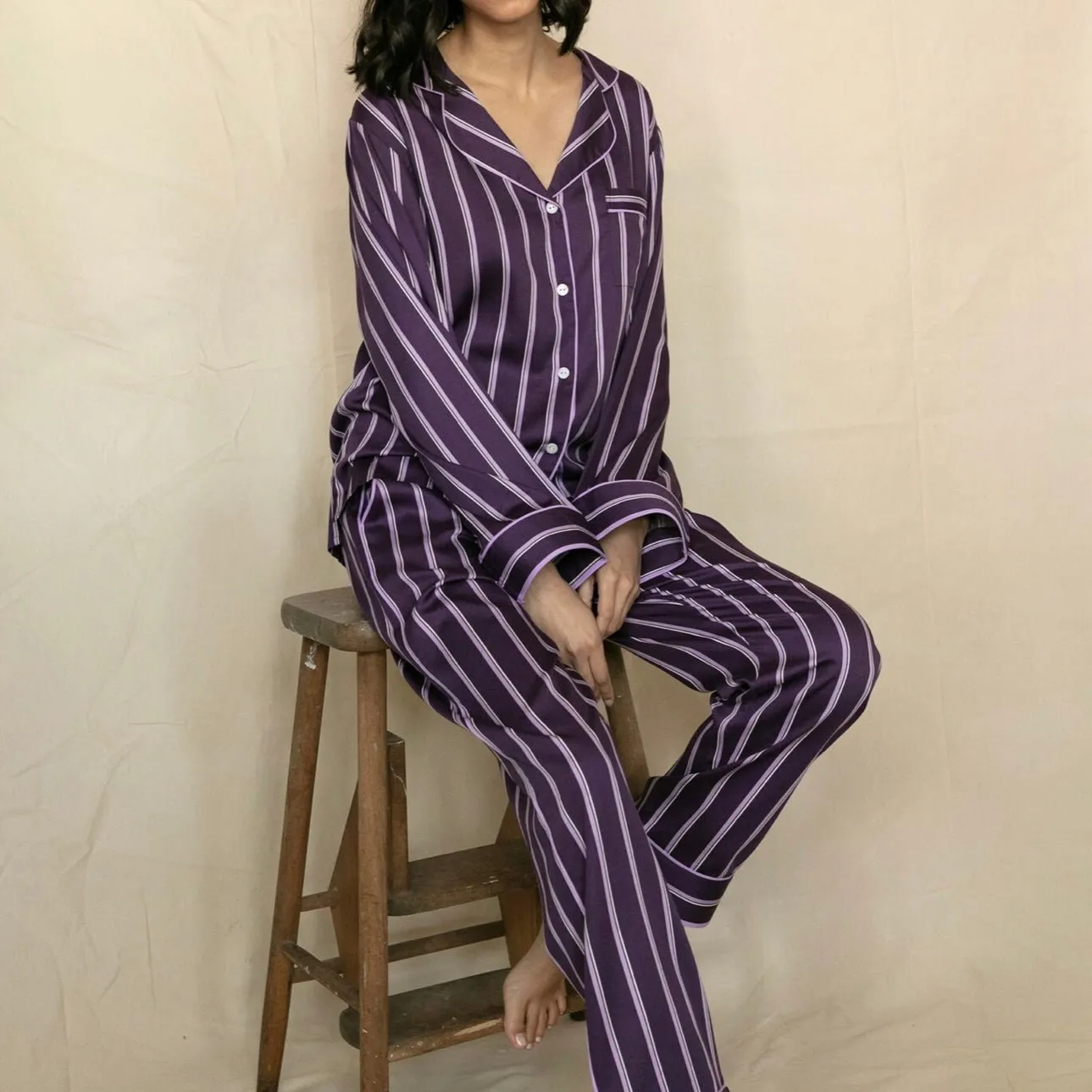 Fable & Eve - Wimbledon Striped PJ Set - Purple
