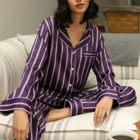 Fable & Eve - Wimbledon Striped PJ Set - Purple