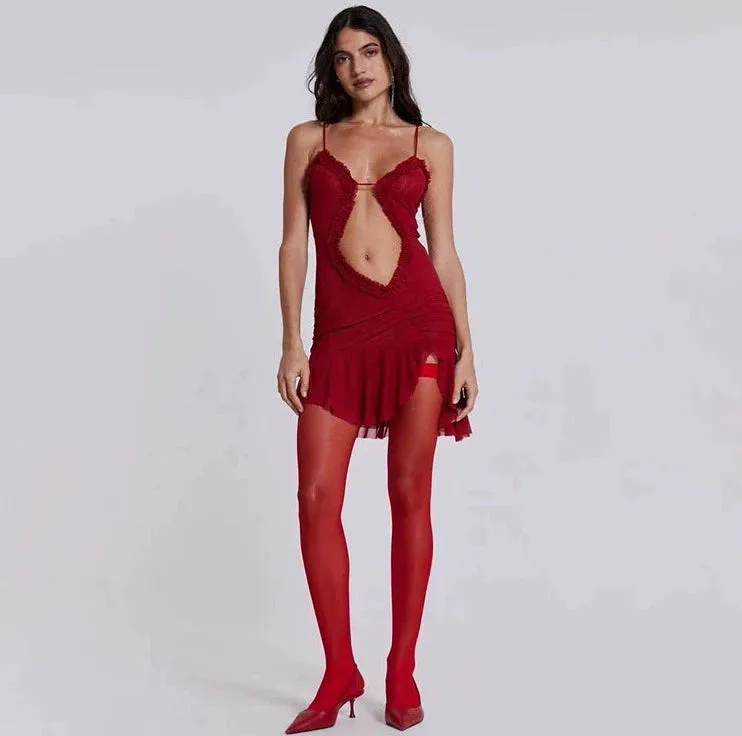 Flytonn-Christmas Outfits New Year's Eve Dress Night Out Club Dresses cute winter outfits Jaila Mesh Mini Dress