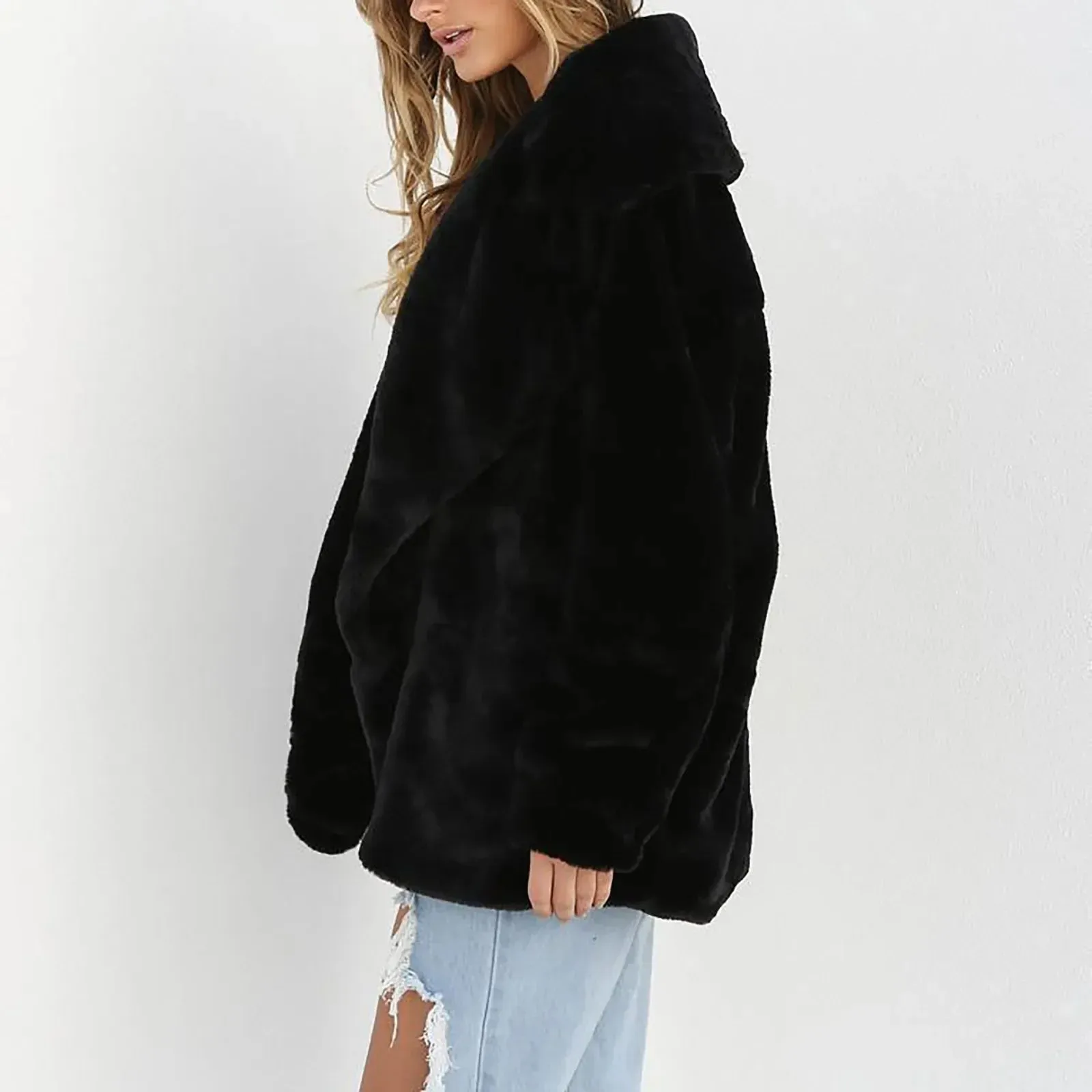 Fur Jackets Turn Down Warm Outwear Casual Female Pink Black Light Brown Coat