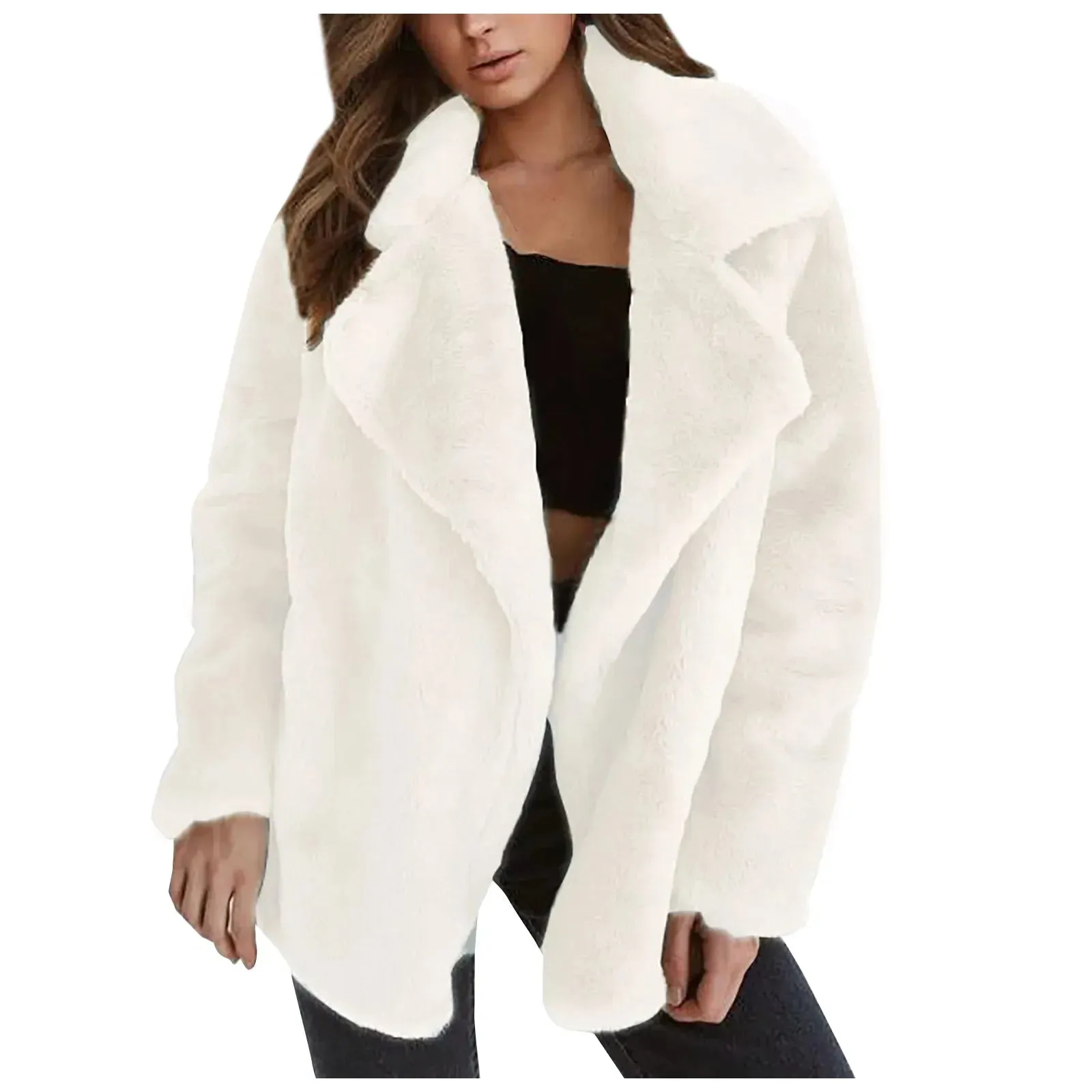 Fur Jackets Turn Down Warm Outwear Casual Female Pink Black Light Brown Coat