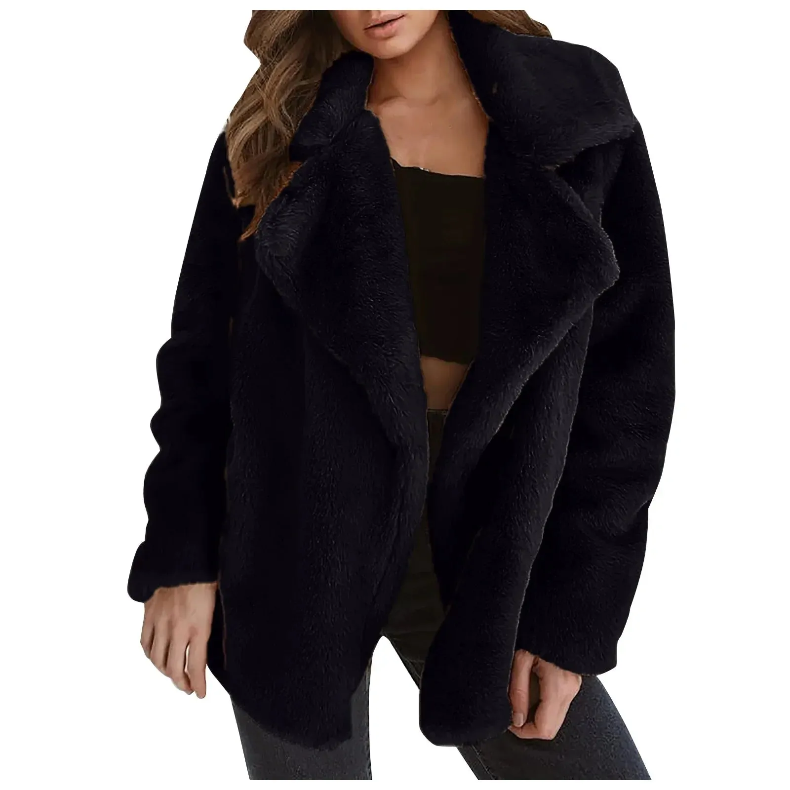 Fur Jackets Turn Down Warm Outwear Casual Female Pink Black Light Brown Coat