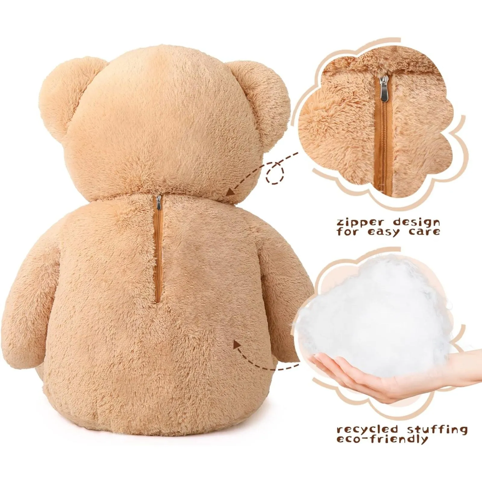 Giant Teddy Bear Plush Toy, Pink/Light Brown, 47 Inches