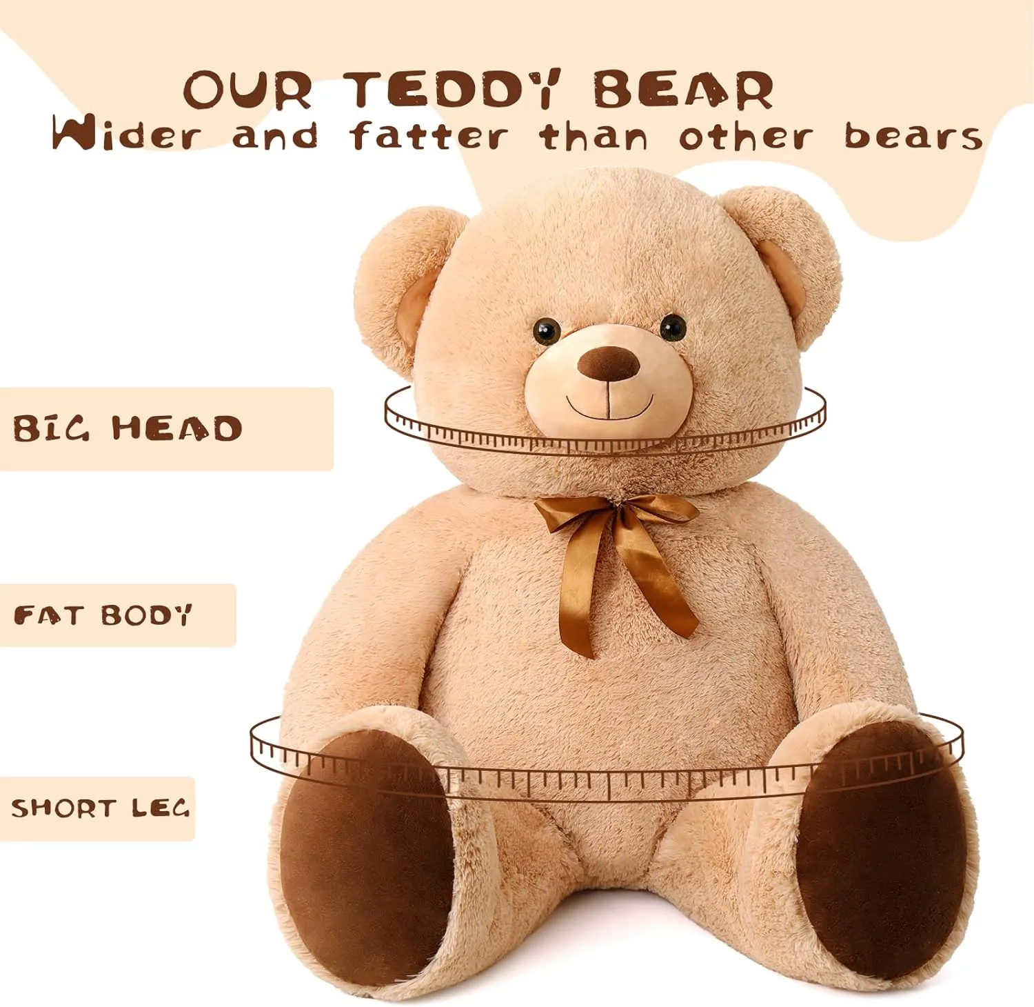 Giant Teddy Bear Plush Toy, Pink/Light Brown, 47 Inches