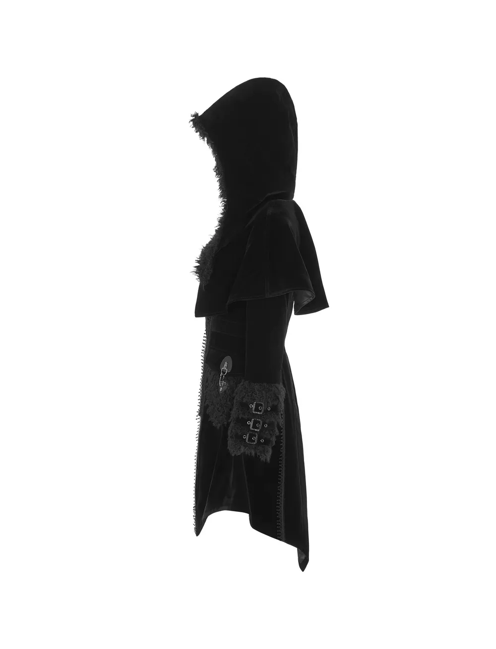 Gothic Layered Velvet Cloak with Faux Fur Trim