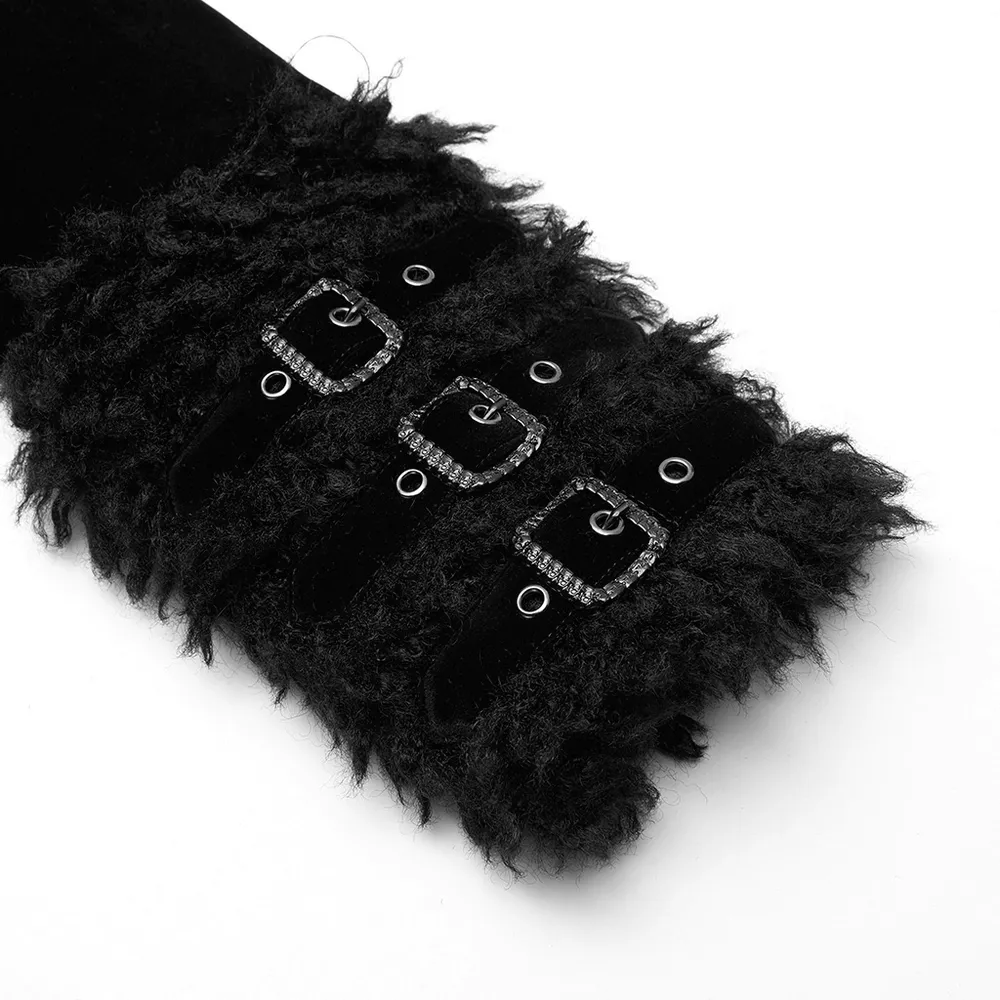 Gothic Layered Velvet Cloak with Faux Fur Trim