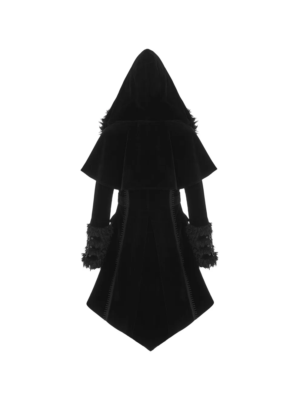Gothic Layered Velvet Cloak with Faux Fur Trim