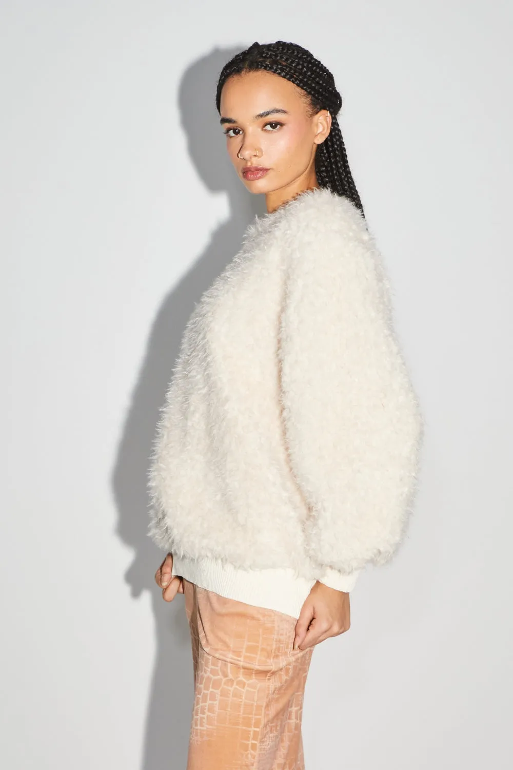Imprevu White Maxi Pull Fourure