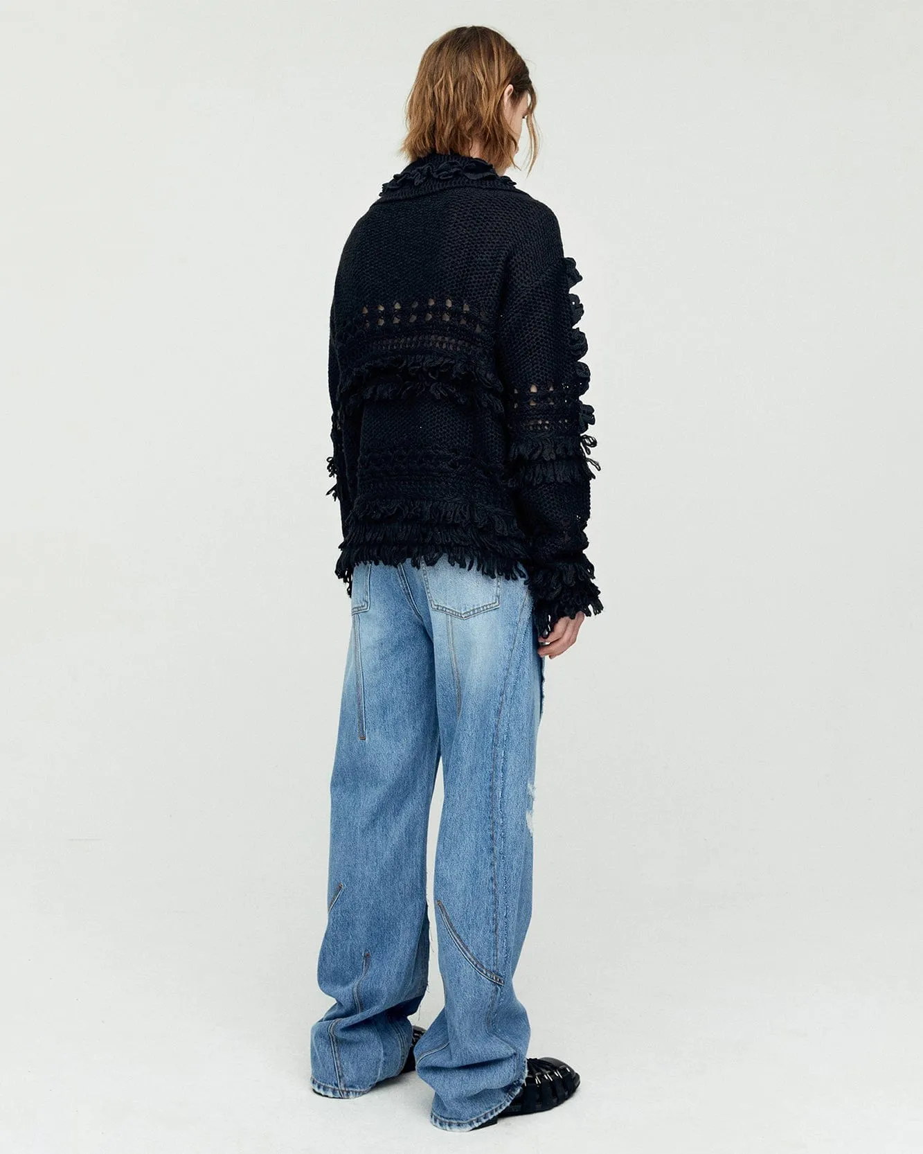 LOCHES FLOWER POLO SWEATER atb1207m(BLACK)