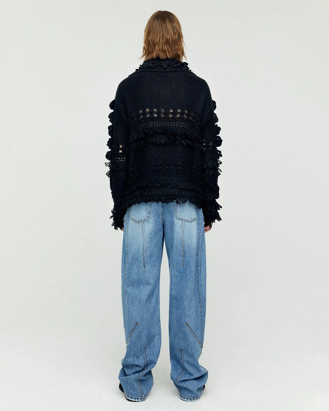 LOCHES FLOWER POLO SWEATER atb1207m(BLACK)