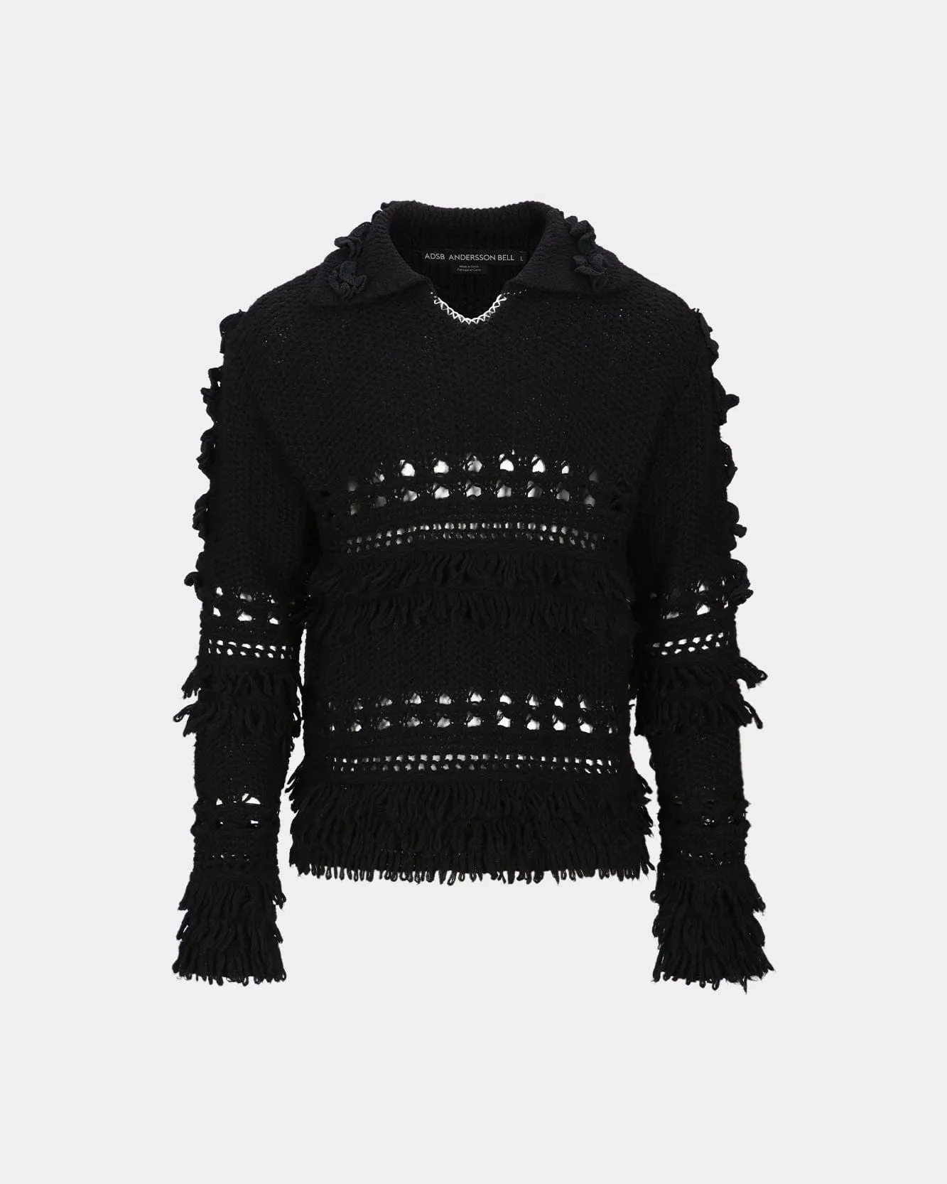 LOCHES FLOWER POLO SWEATER atb1207m(BLACK)