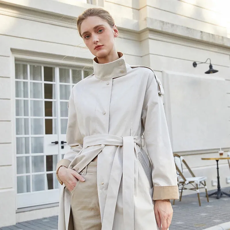 LVSANW K1711W Windbreaker Luxury women's clothing combed cotton modal autumn and winter midi trench coat