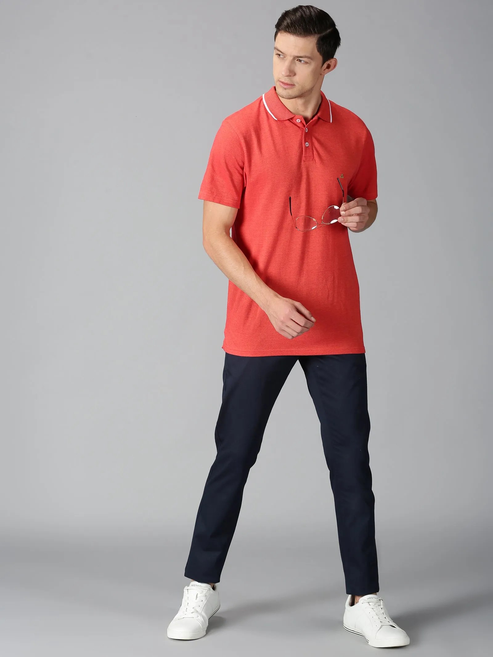 MEN'S NAVY PRINT SLIM FIT TROUSER