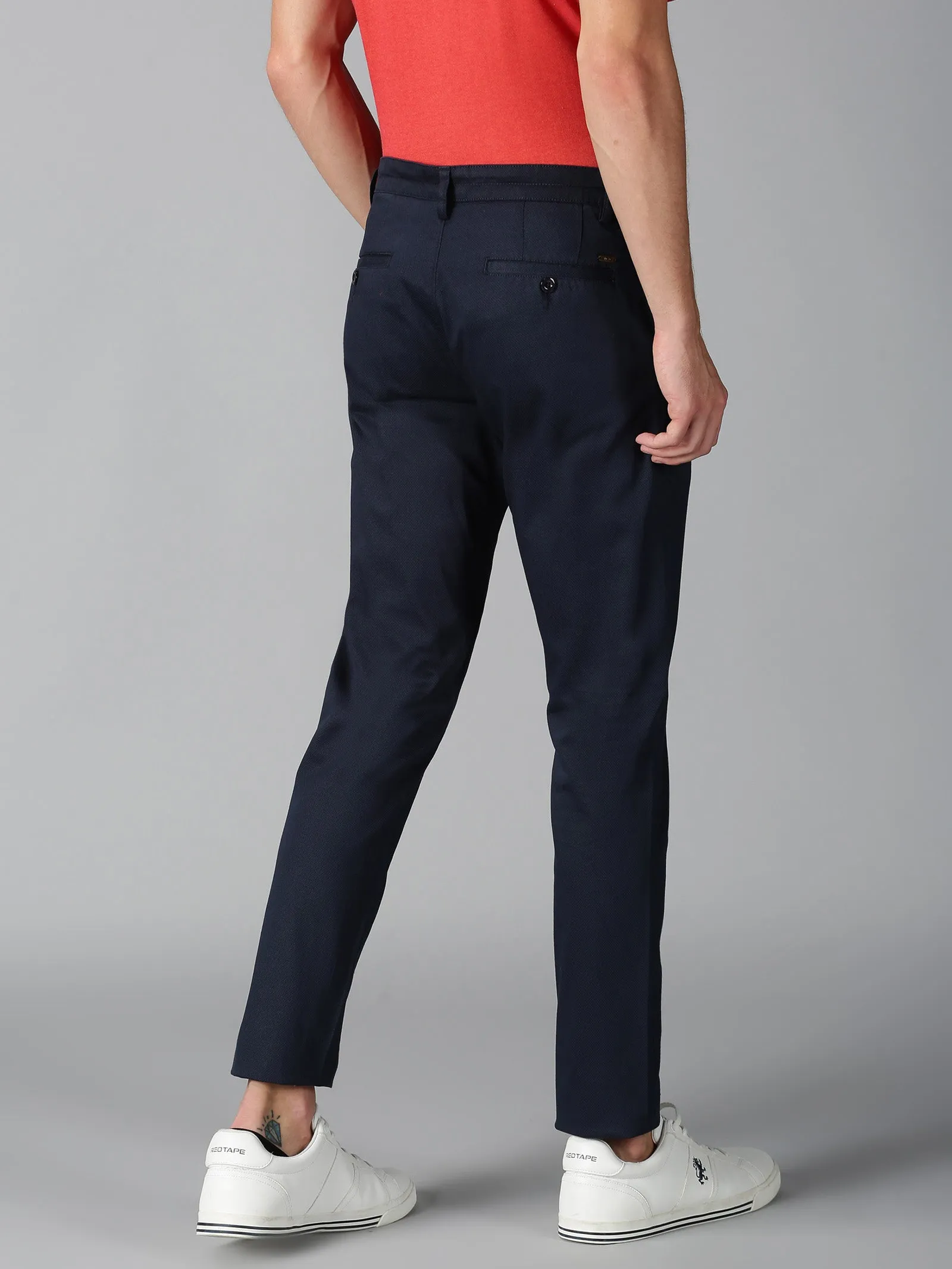 MEN'S NAVY PRINT SLIM FIT TROUSER