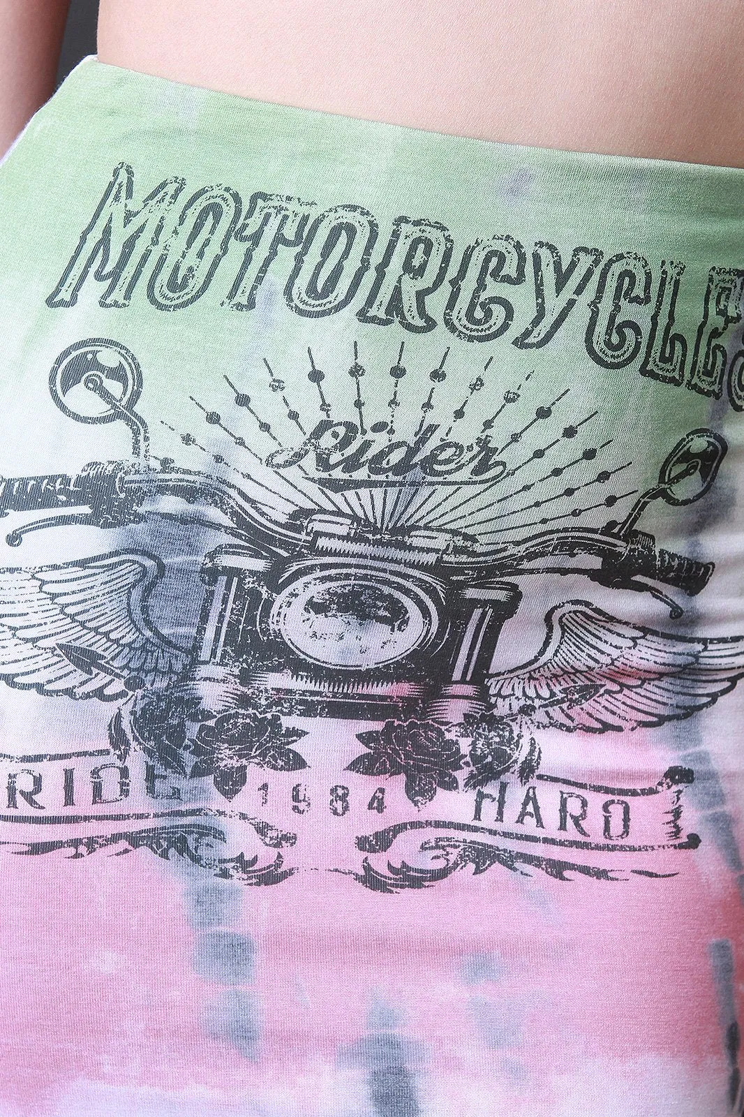 Motorcycles Graphic Tie Dye Jersey Knit Matching Set