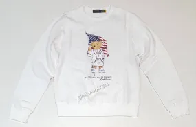 Nwt Polo Ralph Lauren Women's White American Flag Teddy Bear Sweatshirt