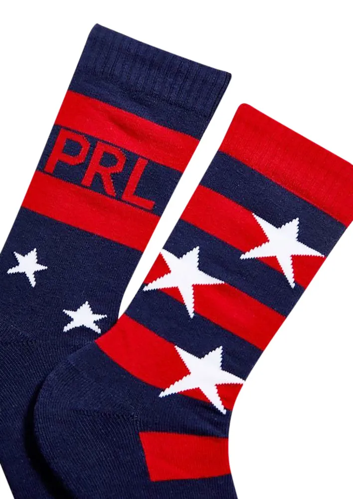 Polo Ralph Lauren Single PRL Stars & Stripes Mix Matched Athletic Crew Sock