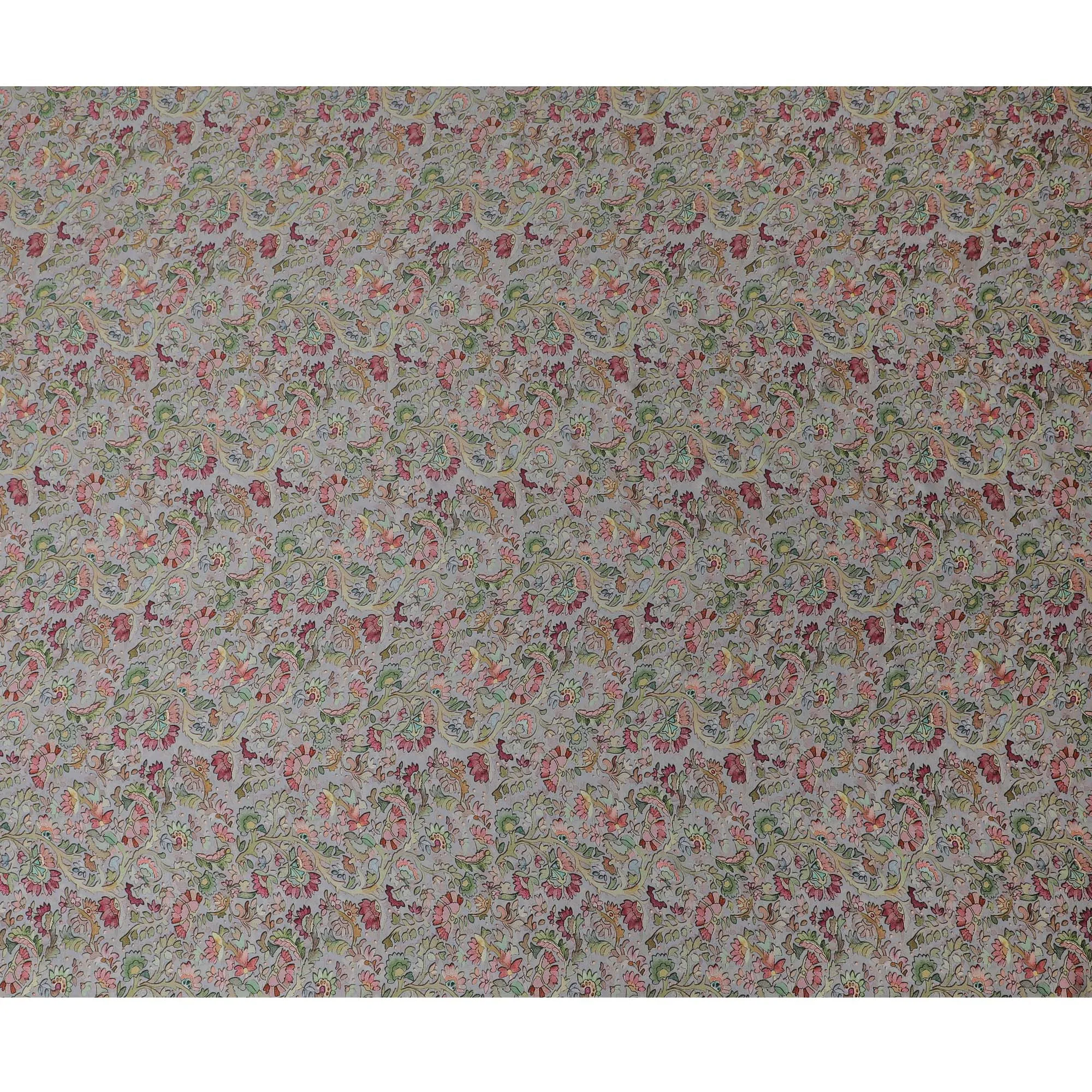 Premium Modal Satin Fabric - Floral Print, Soft Texture, 110 cms Width - Elegant Design for Fashion and Home Décor-D19214